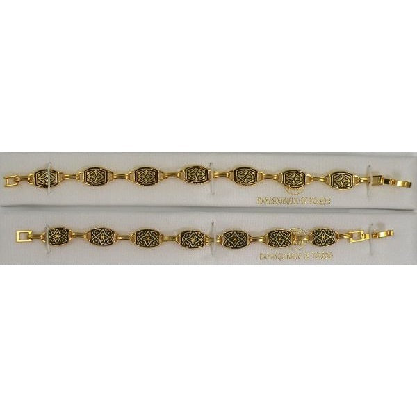 Damascene Gold Link Bracelet Rectangle Geometric by Midas of Toledo Spain style 800013 2042