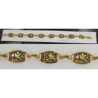 Damascene Gold Link Bracelet Rectangle Bird by Midas of Toledo Spain style 800014 2043
