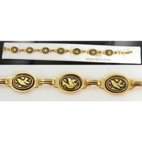 Damascene Gold Link Bracelet Oval Bird by Midas of Toledo Spain style 800015 2044