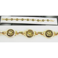 Damascene Gold Link Bracelet Round Bird by Midas of Toledo Spain style 800018 2047