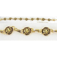 Damascene Gold Link Bracelet Round Bird by Midas of Toledo Spain style 850024 2060