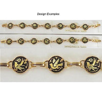 Damascene Gold Link Bracelet Round Bird by Midas of Toledo Spain style 800009 2061