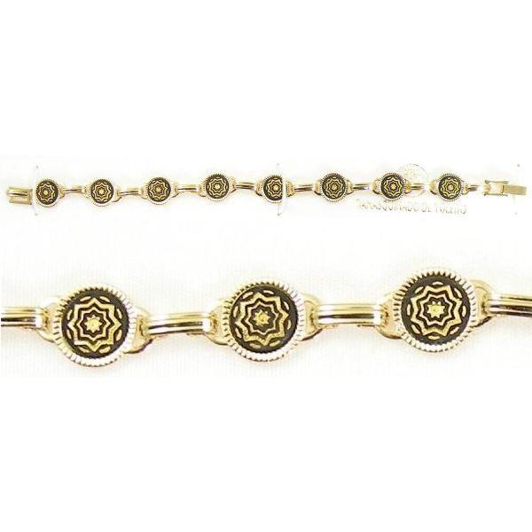 Damascene Gold Link Bracelet Round Star by Midas of Toledo Spain style 800017 2063