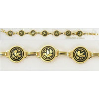 Damascene Gold Link Bracelet Round Bird by Midas of Toledo Spain style 800019 2064