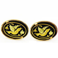 Damascene Gold Oval Bird Earrings by Midas of Toledo Spain style 810010 2107