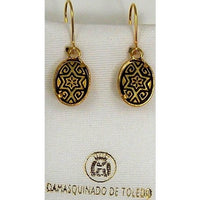 Damascene Gold Star of David Oval Drop Earrings by Midas of Toledo Spain style 811001 2123
