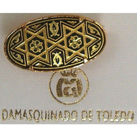 Damascene Gold Star of David Oval Brooch by Midas of Toledo Spain style 825001 2200
