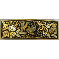 Damascene Gold Bird Rectangle Hair Barrette by Midas of Toledo Spain style 850007 2346
