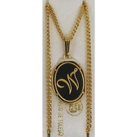 Damascene Gold Letter W Oval Pendant on Chain Necklace by Midas of Toledo Spain style 830044 2363