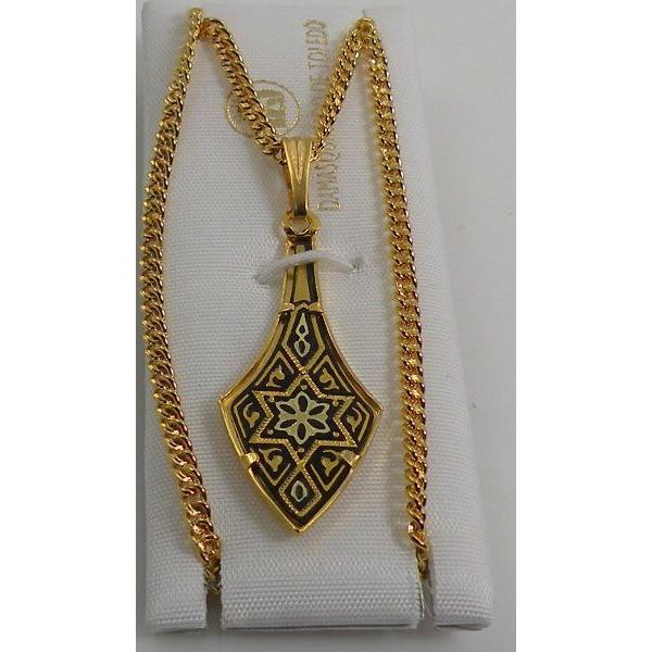 Damascene Gold Star of David Pendant Deltoid on Chain Necklace by Midas of Toledo Spain style 830042 2366