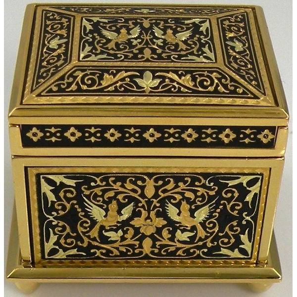Damascene Gold Bird Jewelry Box by Midas of Toledo Spain Style 842001 2423
