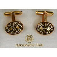 Damascene Gold Mens Cufflinks Oval Star by Midas of Toledo Spain style 836006 2510