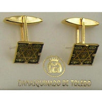 Damascene Gold Mens Cufflinks Square Star of David by Midas of Toledo Spain style 836007 2511