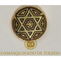 Damascene Gold Star of David Round Pin /Tie Tack by Midas of Toledo Spain style 2518 2518