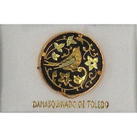 Damascene Gold Bird Round Pin /Tie Tack by Midas of Toledo Spain style 2520-2 25202