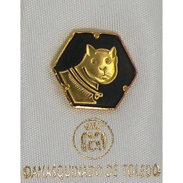 Damascene Gold Cat Hexagon Pin /Tie Tack by Midas of Toledo Spain style 2532 2532