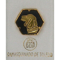 Damascene Gold Dog Hexagon Pin /Tie Tack by Midas of Toledo Spain style 2532 2532