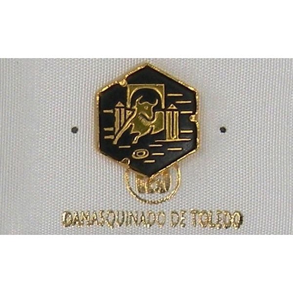 Damascene Gold Bull Hexagon Pin /Tie Tack by Midas of Toledo Spain style 2532 2532