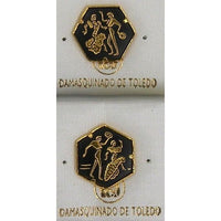 Damascene Gold Flamenco Dancer Hexagon Pin /Tie Tack by Midas of Toledo Spain style 2532 2532
