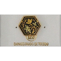 Damascene Gold Flower Hexagon Pin /Tie Tack by Midas of Toledo Spain style 2532 2532