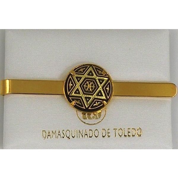Damascene Gold Mens Tie Bar Star of David by Midas of Toledo Spain style 836503 2604