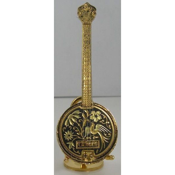 Damascene Gold Miniature Banjo by Midas of Toledo Spain style 847007 2757