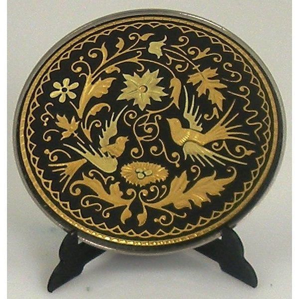 Damascene Gold Bird Round Decorative Plate by Midas of Toledo Spain style 870004-11 292211