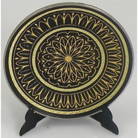 Damascene Gold Geometric Round Decorative Plate by Midas of Toledo Spain style 870004-1 29221