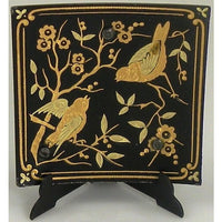 Damascene Gold Bird Square Decorative Plate by Midas of Toledo Spain style 870007-10 292310