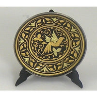 Damascene Gold Bird Round Decorative Plate by Midas of Toledo Spain style 870001-11 292511