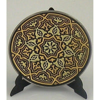 Damascene Gold Geometric Round Decorative Plate by Midas of Toledo Spain style 870001-6 29256