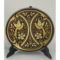 Damascene Gold Bird Round Decorative Plate by Midas of Toledo Spain style 870001-9 29259