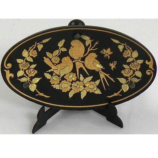 Damascene Gold Bird Oval Decorative Plate by Midas of Toledo Spain style 870009-5 29535