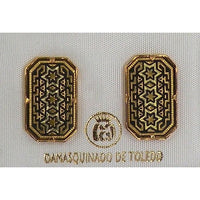Damascene Gold Star of David Rectangle Stud Earrings by Midas of Toledo Spain style 3088 3088