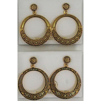 Damascene Gold Star of David Hoop Stud Drop Earrings by Midas of Toledo Spain style 3106 3106