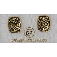 Damascene Gold 11 x 9mm Rectangle Star of David Earrings by Midas of Toledo Spain style 3115Star 3115