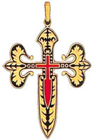 Discontinued - Templar Knight St. James Damascene Cross Pendant by Midas of Toledo Spain 4226