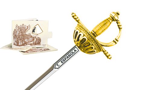 Miniature Spanish Tizona Cup Hilt Rapier Sword (Gold) by Marto of Toledo Spain 5216.1