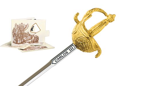 Miniature King Charles III Rapier Sword (Gold) by Marto of Toledo Spain 5217.1