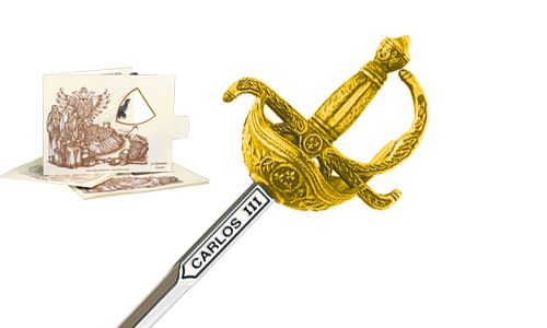 Miniature Charles III Rapier Sword (Gold) by Marto of Toledo Spain 5225.1