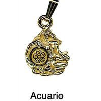 Damascene Gold Aquarius the Water Bearer Zodiac Pendant on Chain Necklace by Midas of Toledo Spain style 5416 5416