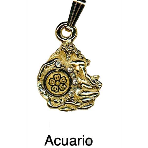 Damascene Gold Aquarius the Water Bearer Zodiac Pendant on Chain Necklace by Midas of Toledo Spain style 5416 5416