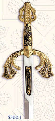 Miniature Damascene Tizona Cid Sword Letter Opener by Marto of Toledo Spain 55001