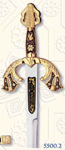 Miniature Damascene Tizona Cid Sword Letter Opener by Marto of Toledo Spain 55002