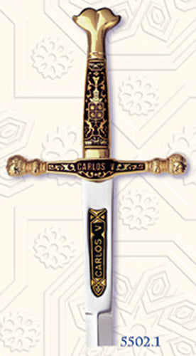 Miniature Damascene Carlos V Sword Letter Opener by Marto of Toledo Spain 55021
