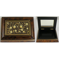 Damascene Gold Bird Wood Finish Jewelry Box by Midas of Toledo Spain Style 7002 7002