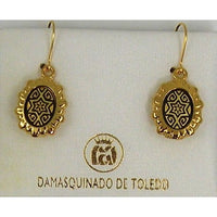 Damascene Gold Star of David Oval Drop Earrings by Midas of Toledo Spain style 8105 8105