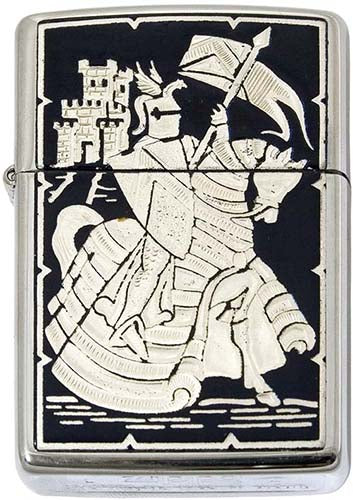 Damascene Zippo Lighter by Marto of Toledo Spain (Mounted Knight) 9400 –  Swords From Spain