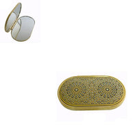 Damascene Gold Oval Geometric Compact Mirror by Midas of Toledo Spain style 8553-3 85533
