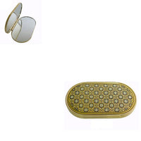 Damascene Gold Oval Geometric Compact Mirror by Midas of Toledo Spain style 8553-4 85534